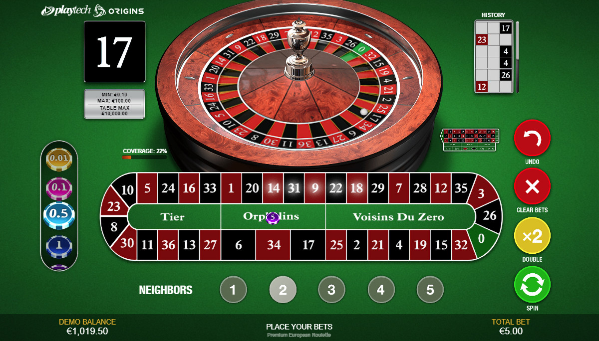 Racetrack in the Premium European Roulette by Playtech